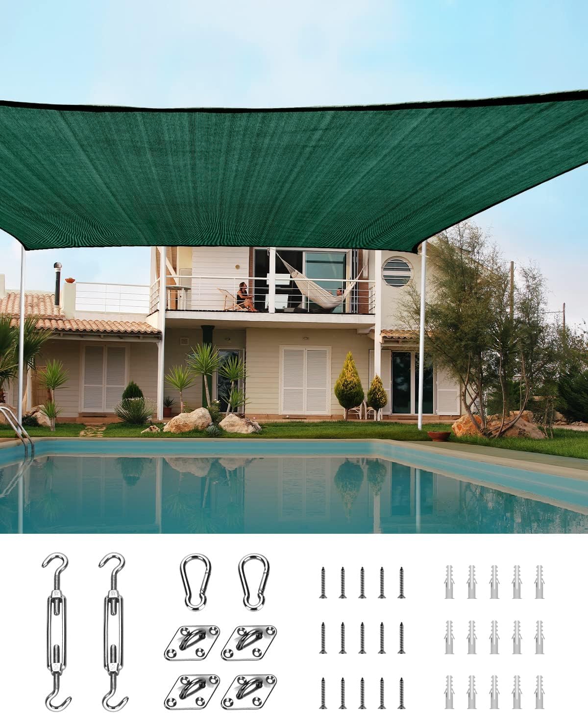 Quictent Sun Shade Sail for Patio, 185GSM Heavy Duty Rectangular Outdoor Sunshades UV Block Outside Canopy Cover for Backyard White and Grey Multi 20x26ft