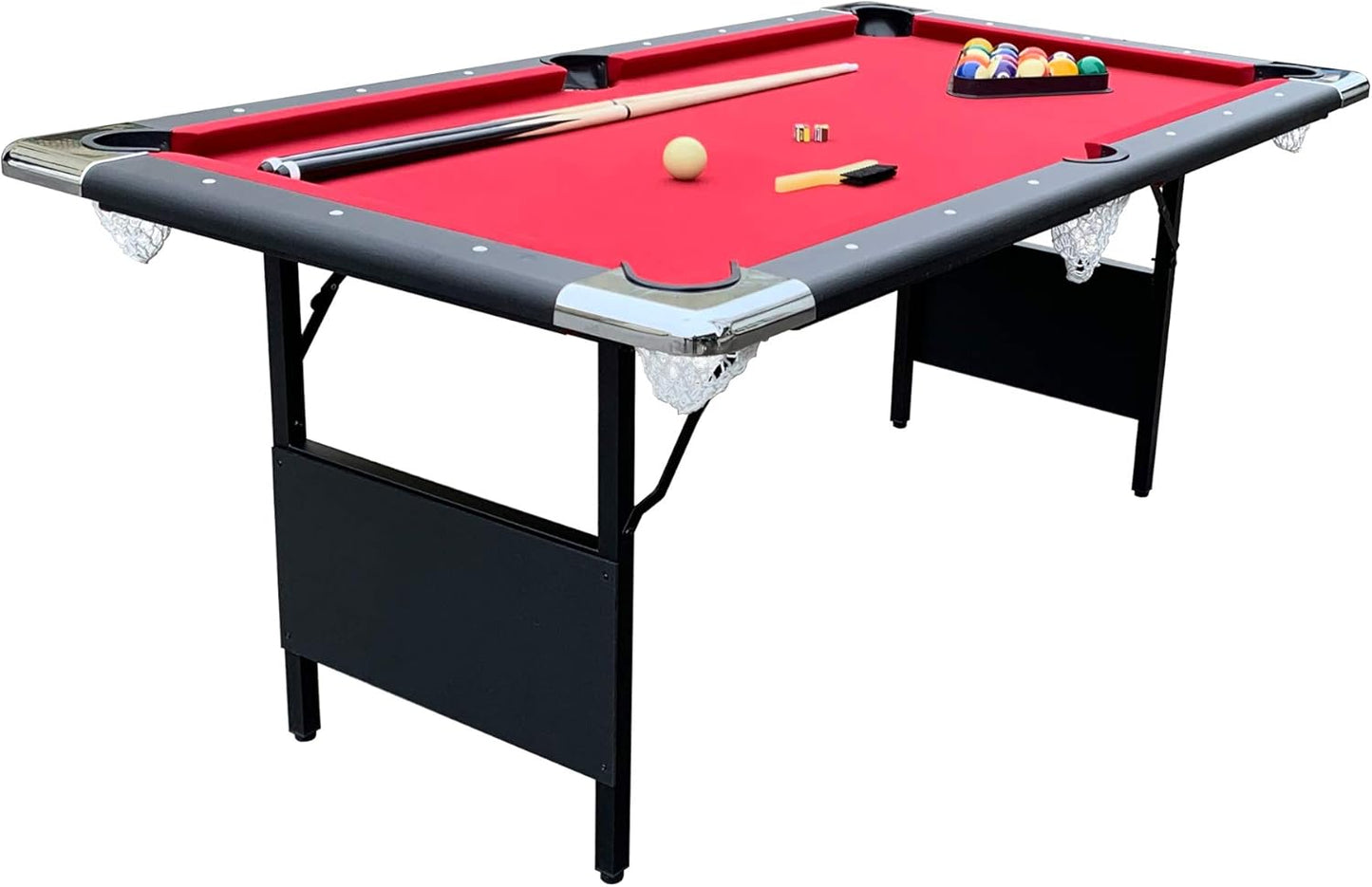 2025 Hathaway Fairmont 6 Ft Portable Pool Table, Adults Folding Billiards Tables for Game Room with Easy Foldable Storage, Includes Full Set of Billiard Balls, Cues, Chalk & Brush