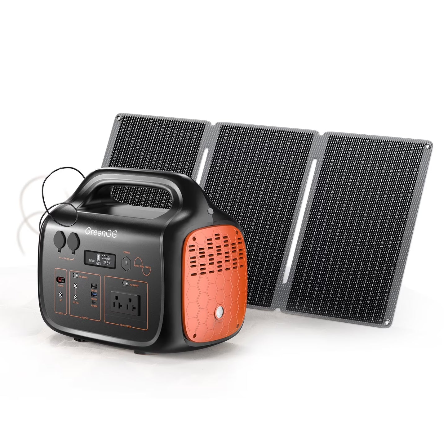 GreenOE Portable Power Station 1000W 1024Wh Solar Powered Generator with 100W Solar Panel, Camping Power Bank for Outdoors Travel Hunting Home Lithium Battery Backup