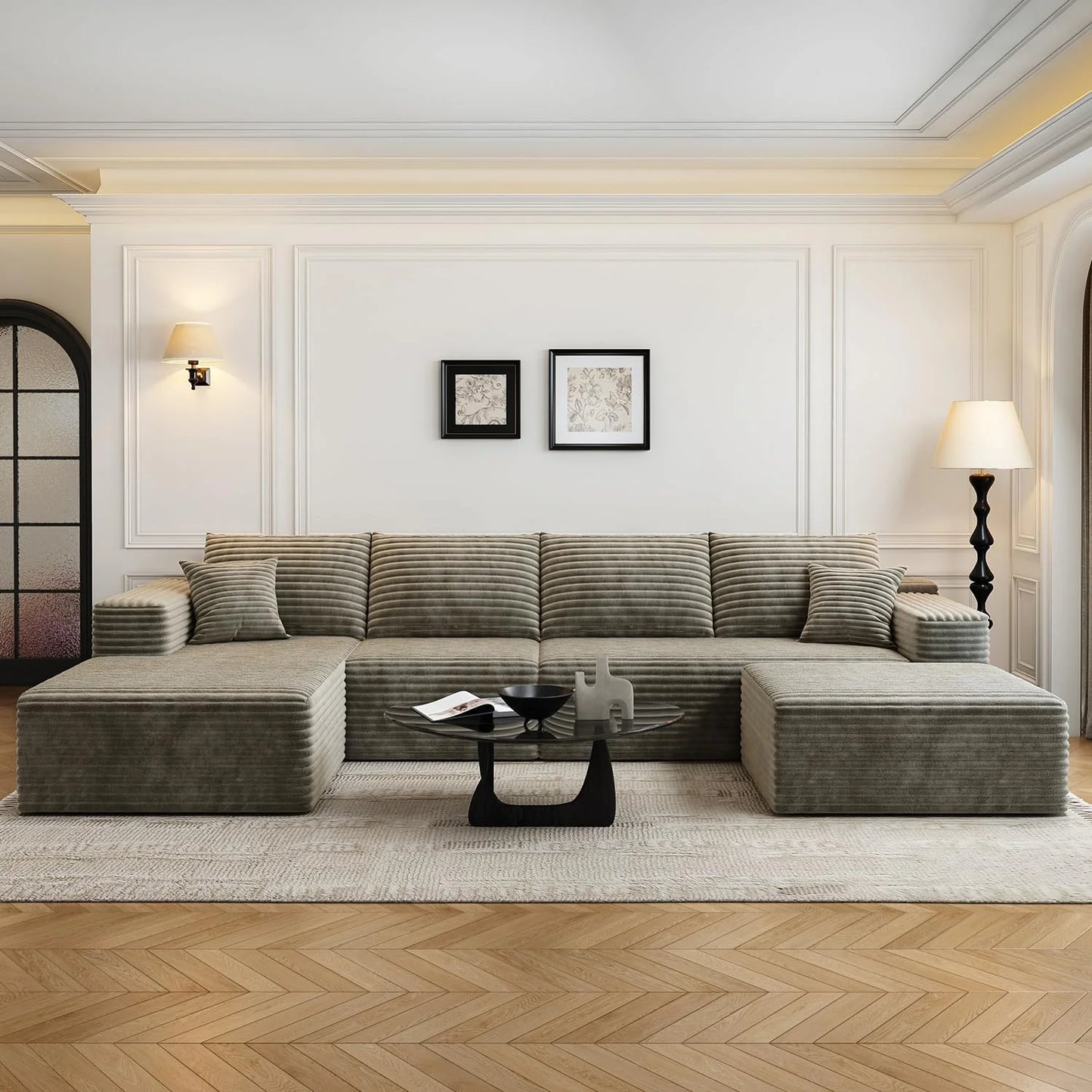 107.5" Cloud Modular Sectional Sofa Couch with L-Shape Chaise,Modern Minimalist Upholstered Couches for Living Room Bedroom,Deep Seat Corner Couch .No Assembly Required (Black,Left Facing Chaise)