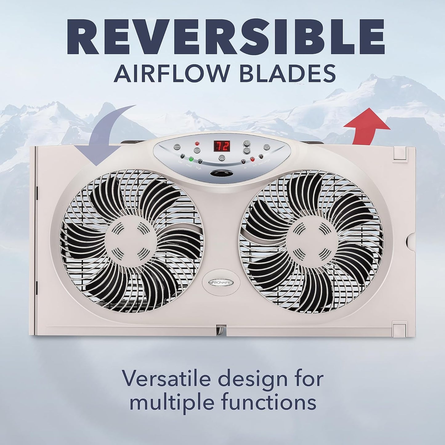 2025 Bionaire 8.5′′ Twin Window Fan with Reversible Airflow  3 Speeds  Remote Control
