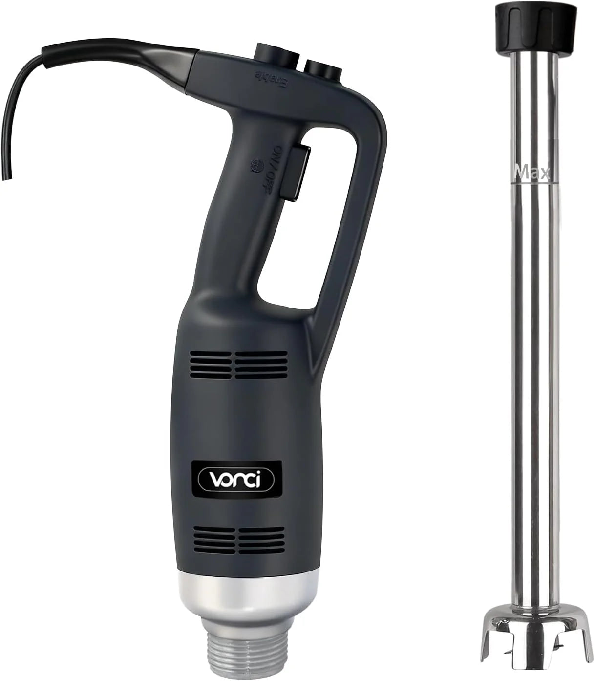 VONCI 500W Commercial Immersion Blender, 16" SUS 304 Removable Shaft, Heavy Duty Power Hand Mixer with Variable Speed 6000-20000RPM, Professional Electric Stick Blender for Restaurant Kitchen Use.