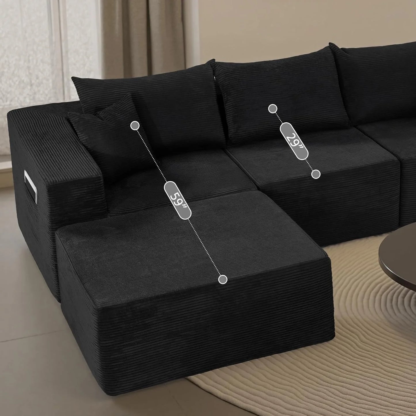 Cloud Sectional Couch with L-Shape Chaise,Modern Modular Sofa with Deep Seat, Upholstered Couches for Living Room Bedroom,No Assembly Required, Beige (Left Facing Chaise)
