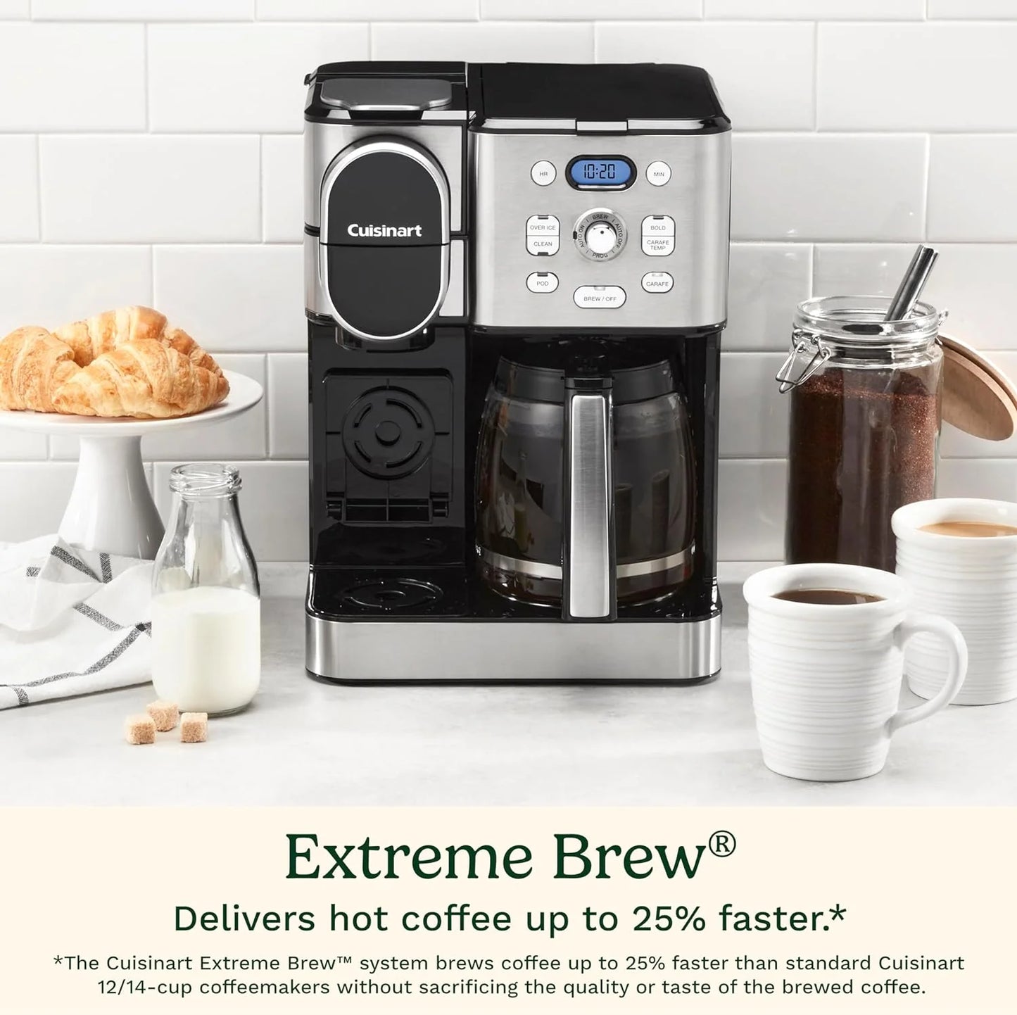 Cuisinart Coffee Maker, 12 Cup Glass Carafe, Automatic Hot &amp; Iced Coffee Maker, Single Server Brewer, Stainless Steel, SS 16