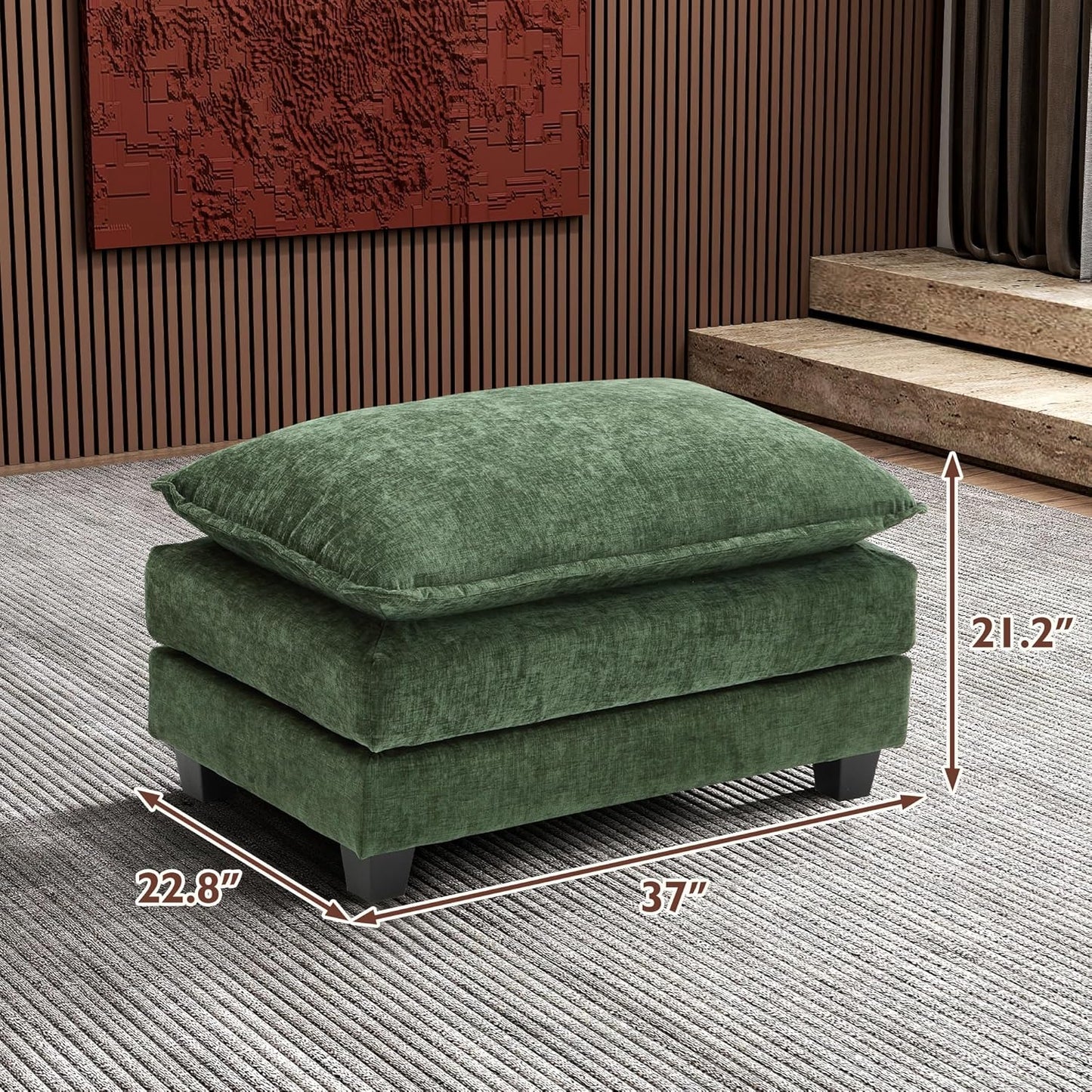 Ihanherry 146" U-Shaped Modern Sofa Modular Sectional Cloud Couch with 2 Ottoman, 6-Seat Chenille Deep Seat Sofa with 6 Pillows for Living Room, Bedroom and Apartment, Grey