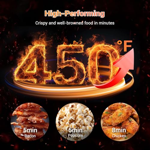 Tastee Ceramic Air Fryer, 8 in 1 Compact 5.5QT AirFryers, 450°F Digital Airfryer Dehydrator with Smart Probe, 24 Presets One touch Cooking, In app Recipes with Window, Dishwasher safe &amp; Non stick : Home &amp; Kitchen