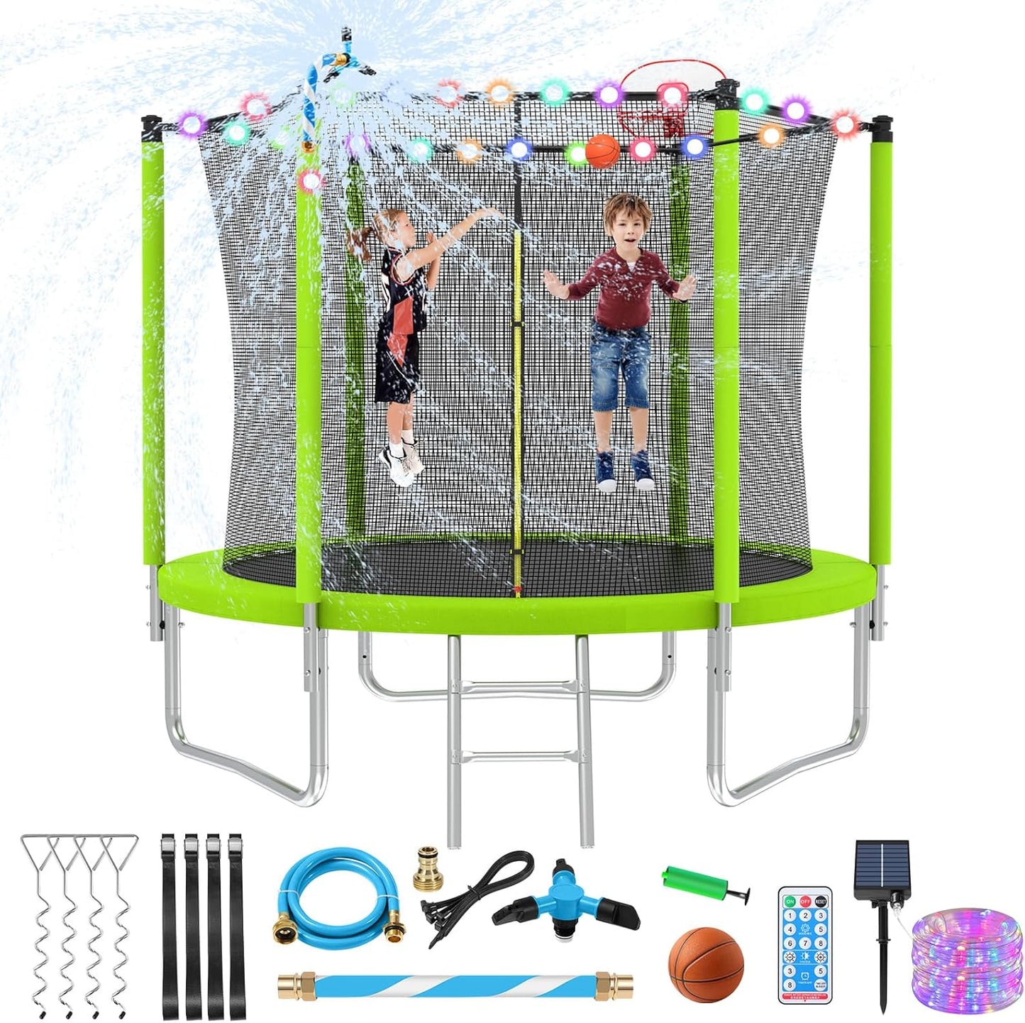 Upgraded 16Ft Trampoline with Basketball Hoop & Net