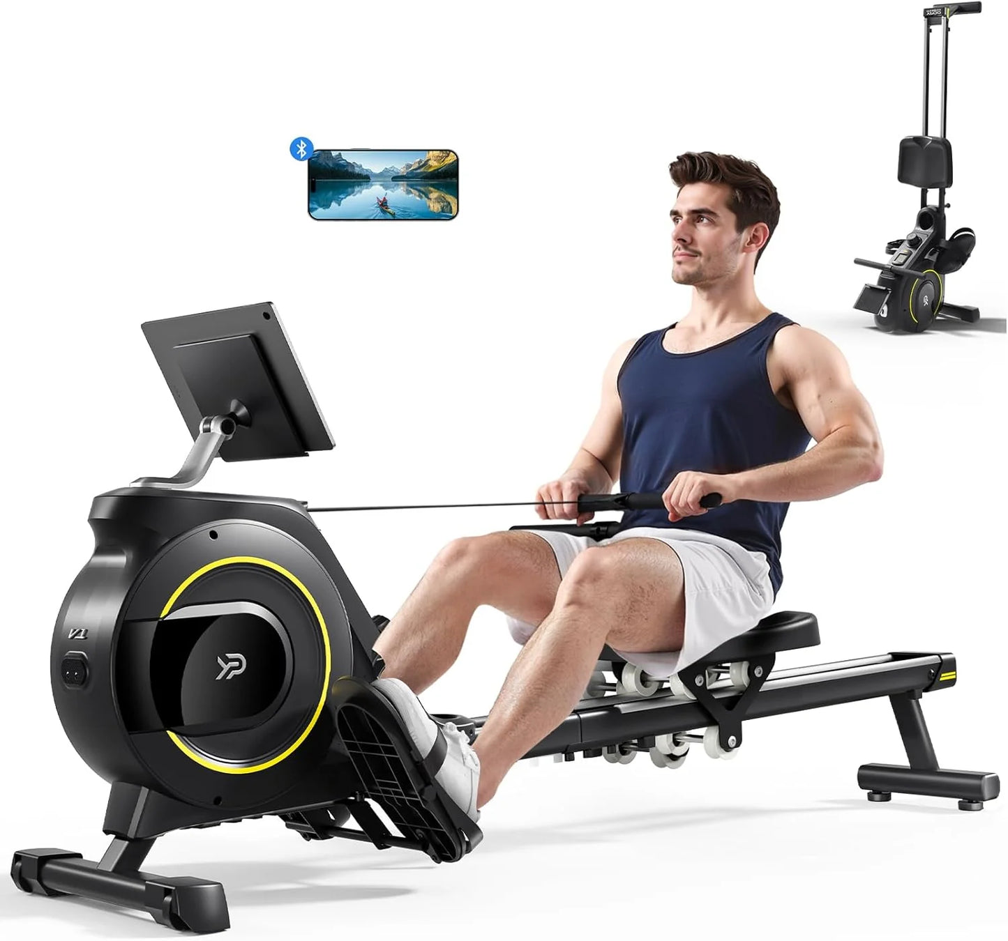 Rowing Machine for Home, 350 LB Capacity, 16-Level Silent Resistance, Magnetic Rowing Machines