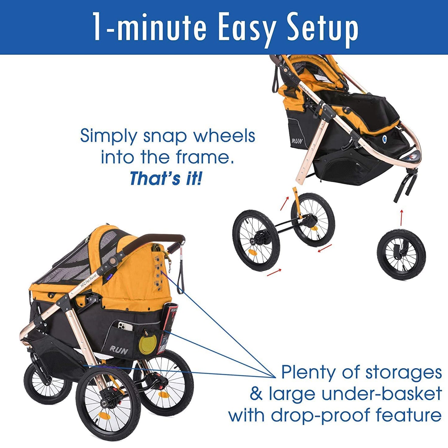 Jogging Sports Stroller with Comfort Rubber Wheels/Zipper-Less Entry/1-Hand Quick Fold/Aluminum Frame for Small/Medium Dogs Cats and Pets (Green Camo)