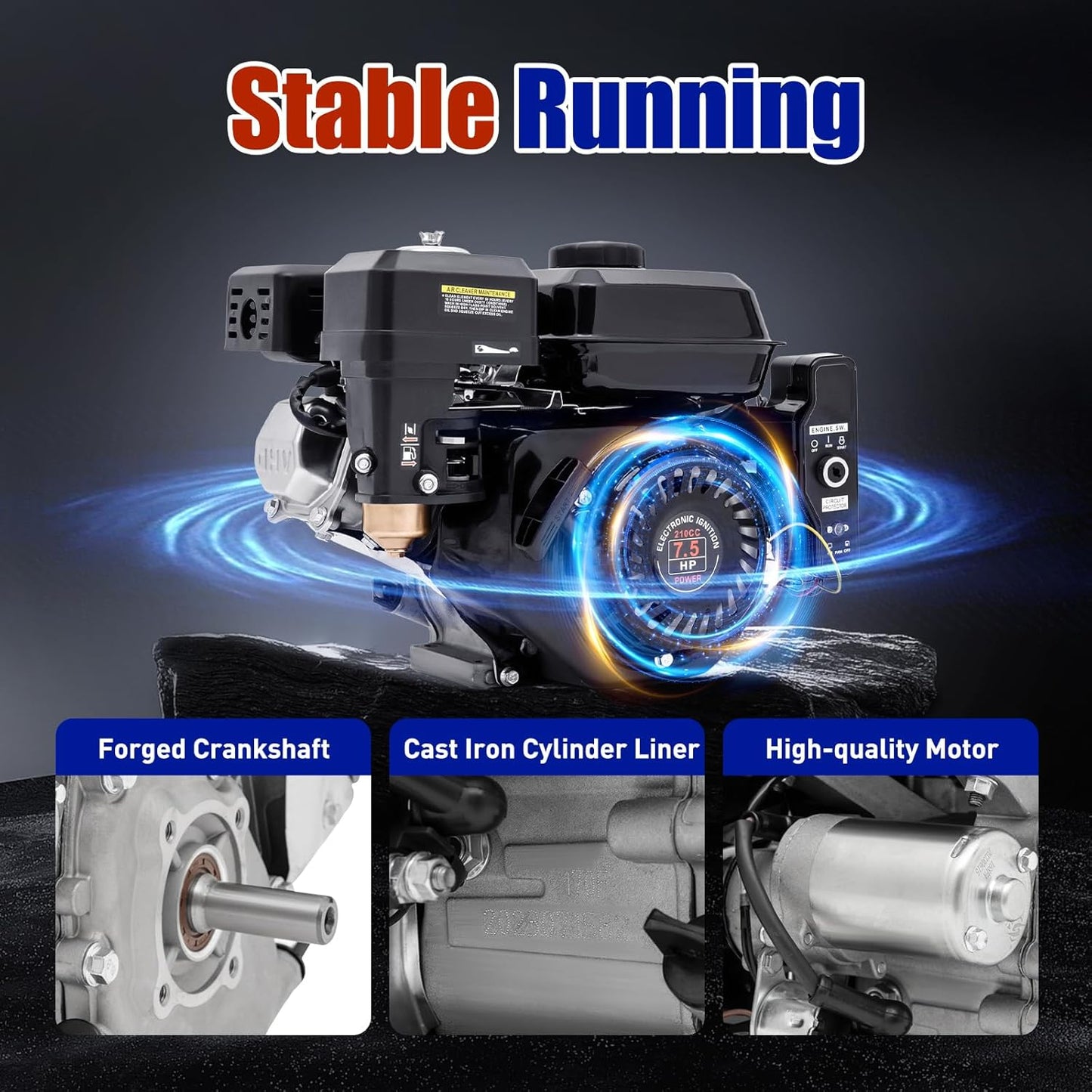 7.5HP 212CC 4-Stroke OHV Gasoline Engine with Electric Start for Go-Karts, Compressors, Generators, and More – Durable & Fuel Efficient