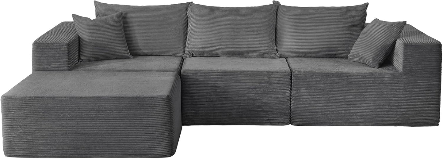 Cloud Sectional Couch with L-Shape Chaise,Modern Modular Sofa with Deep Seat, Upholstered Couches for Living Room Bedroom,No Assembly Required, Beige (Left Facing Chaise)