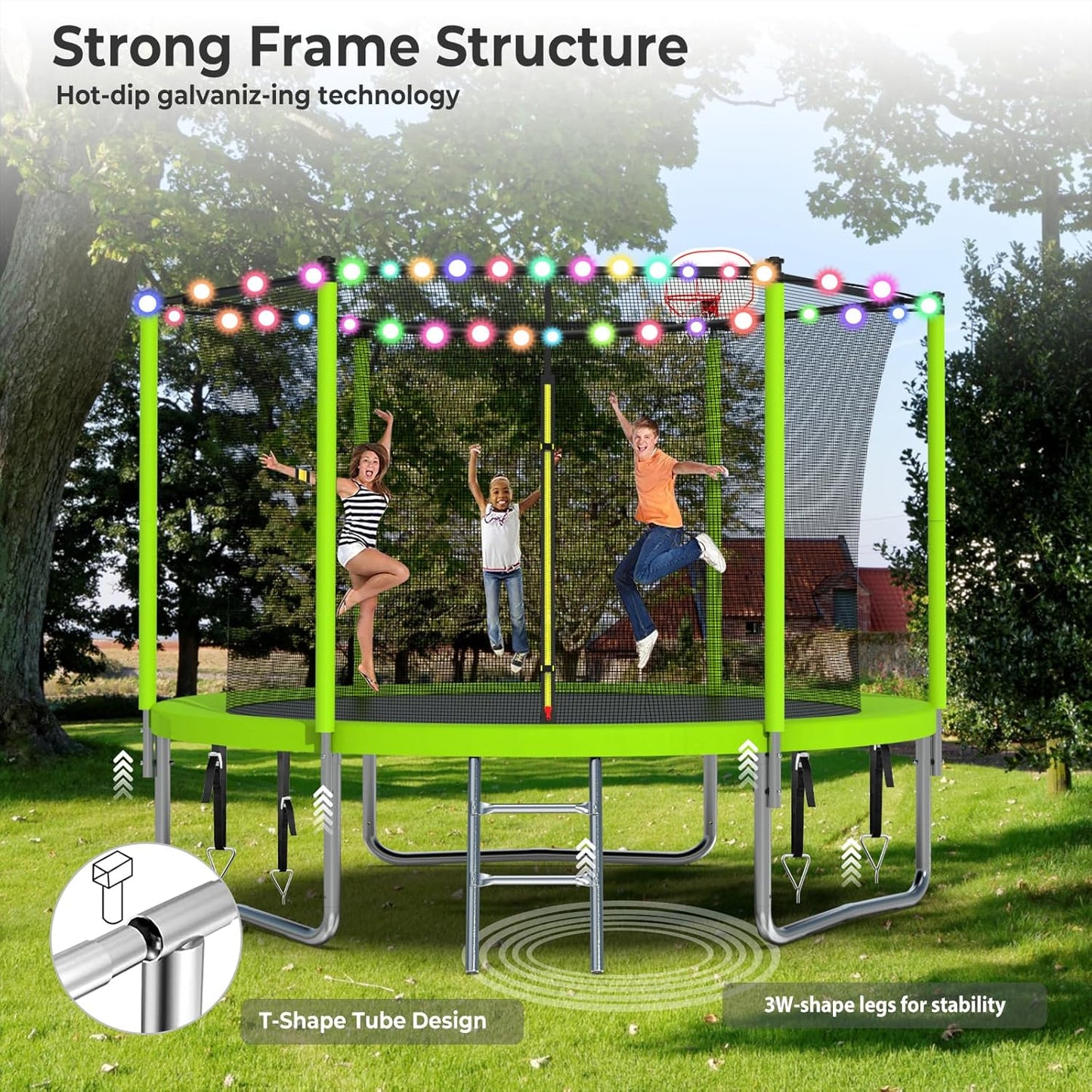 Upgraded 16Ft Trampoline with Basketball Hoop & Net