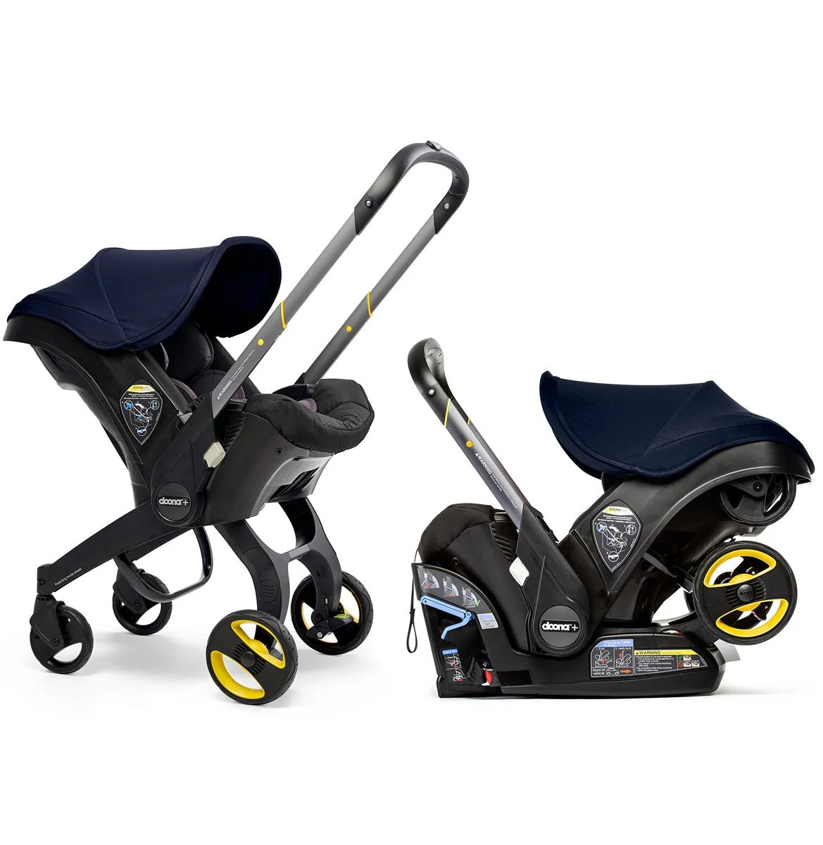 Stroller combination consisting of infant car seat and LATCH base (model year 2025) C Midnight Edition | From car to stroller in seconds, airplane-compatible, including accessory bag