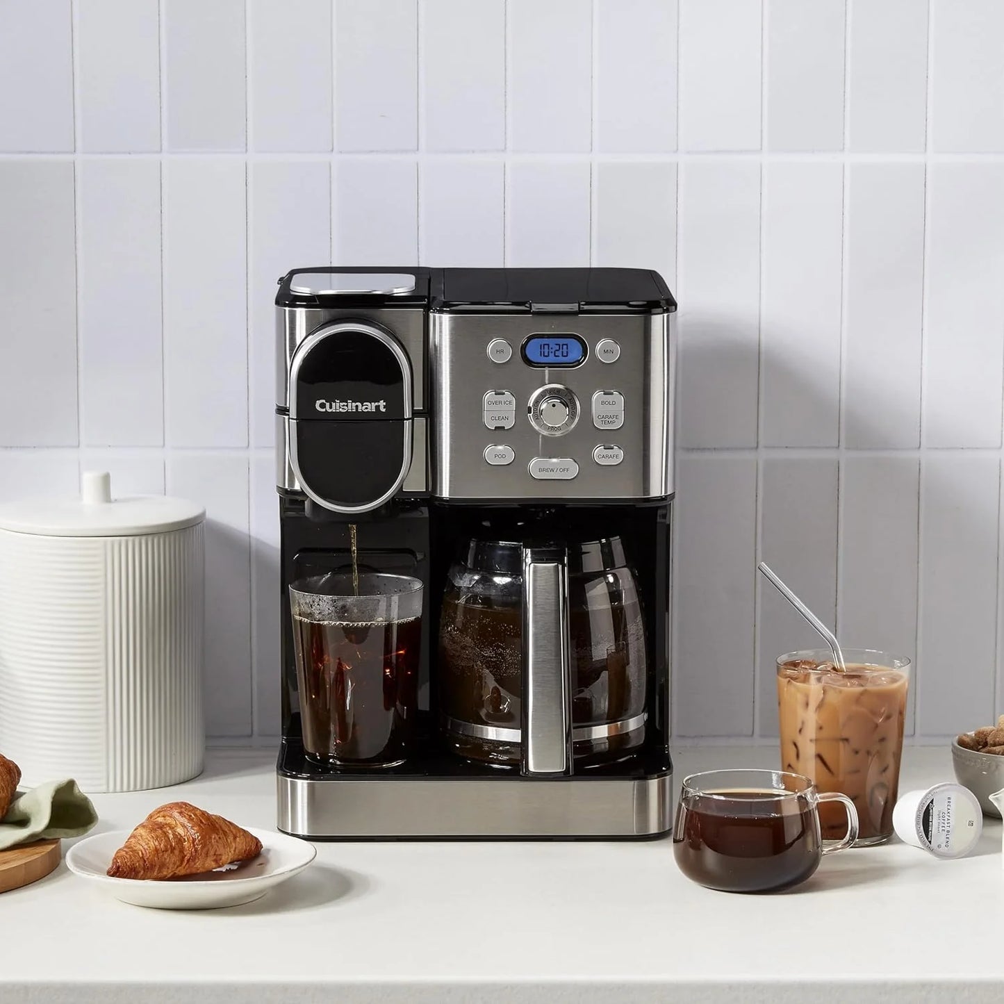 Cuisinart Coffee Maker, 12 Cup Glass Carafe, Automatic Hot &amp; Iced Coffee Maker, Single Server Brewer, Stainless Steel, SS 16