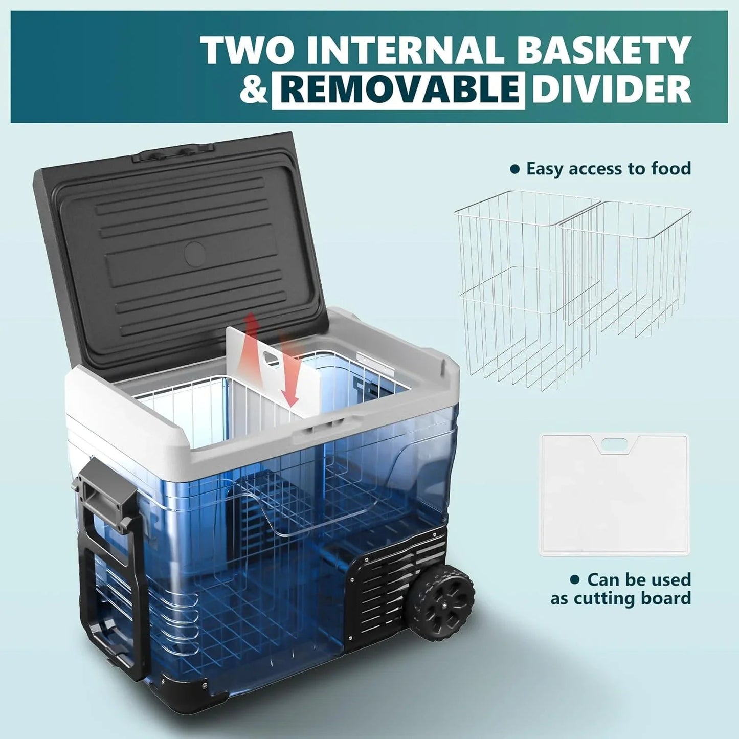 EUHOMY 12 Volt Refrigerator, 37QT(35L) Electric Cooler, Portable Freezer 12V/24V DC 110-240V AC, 12V Fridge -4~68, 12V Cooler with Wheels & 2 Baskets for Travel, Truck, Boat, Camping
