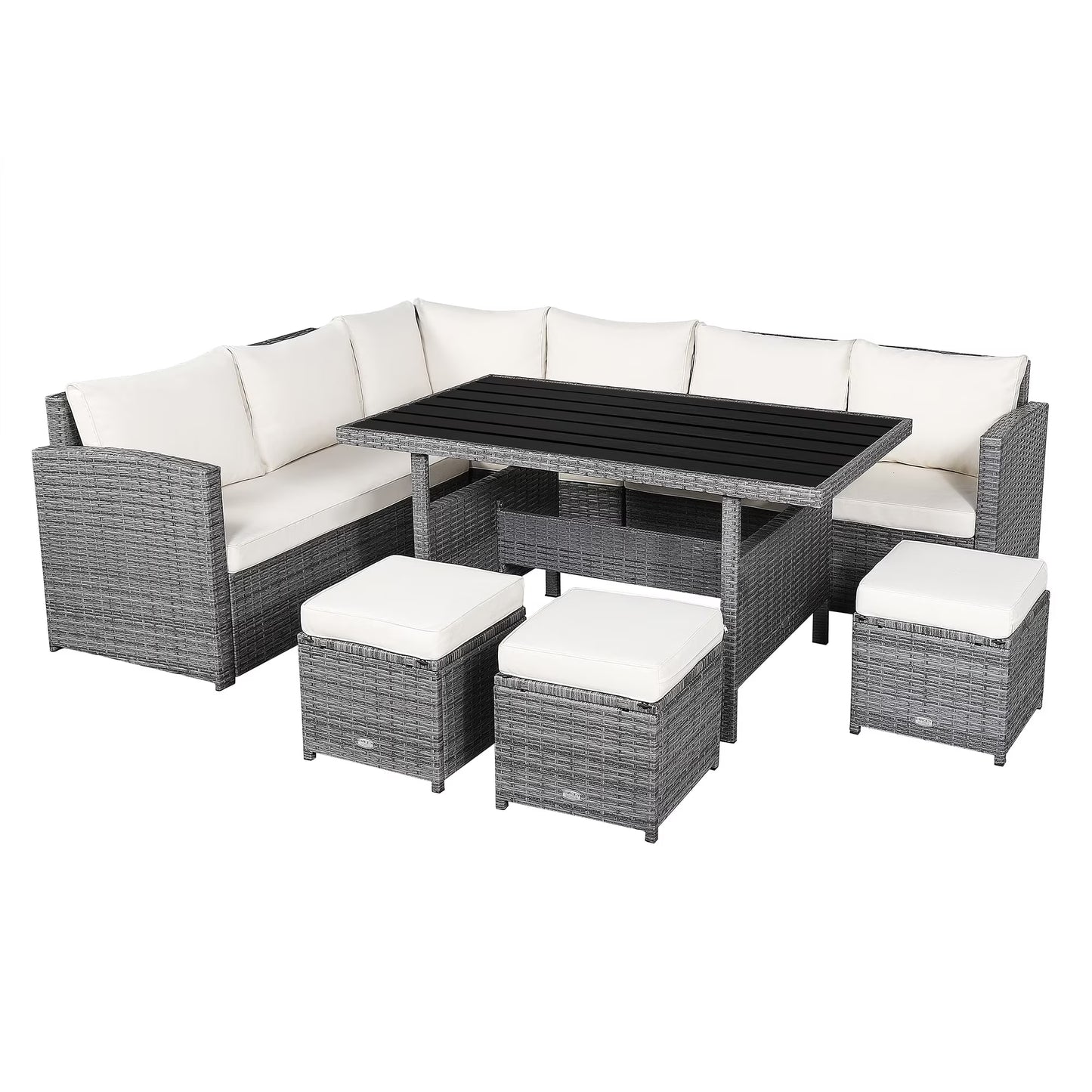 7-piece Outdoor Rattan Patio Furniture Set Black
