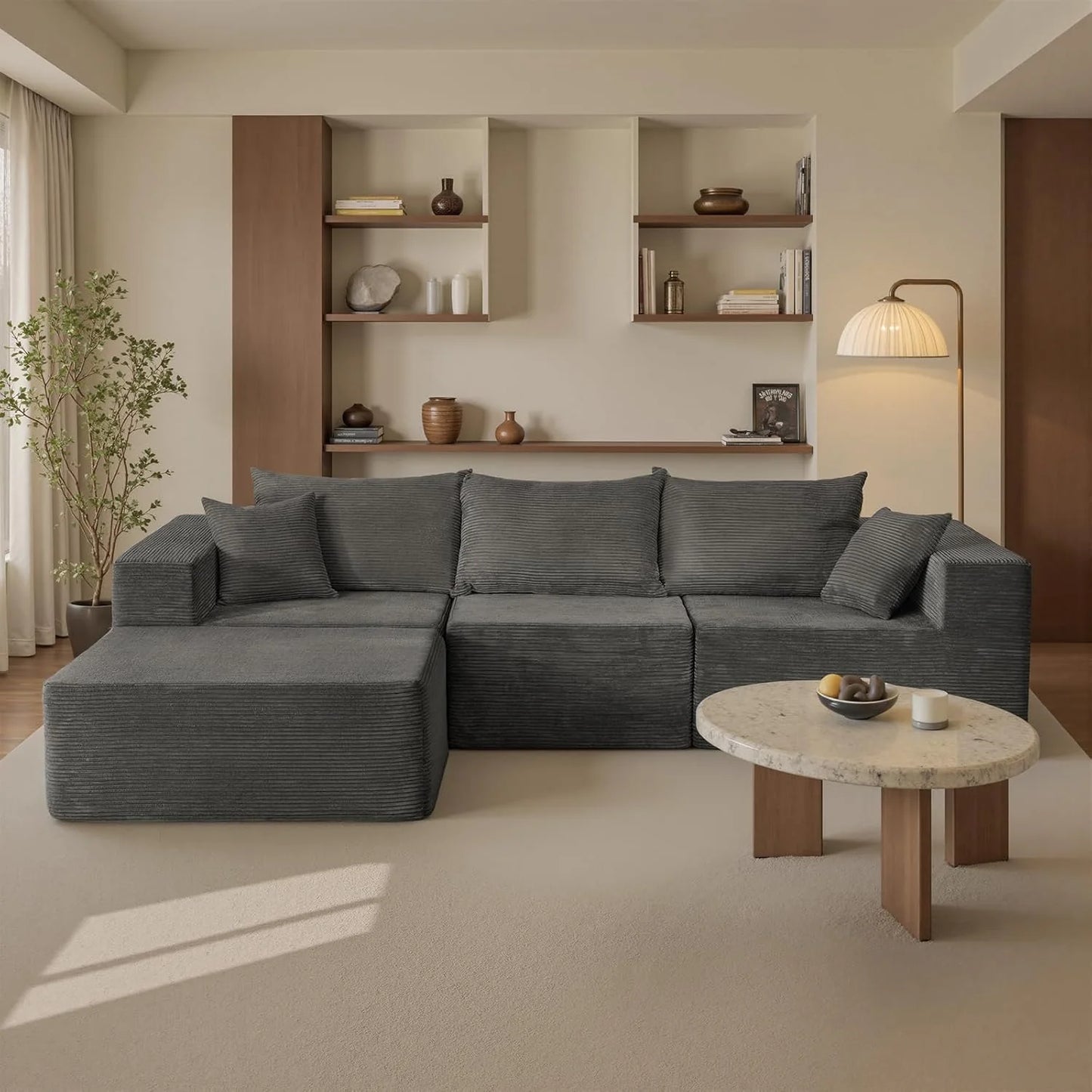 Cloud Sectional Couch with L-Shape Chaise,Modern Modular Sofa with Deep Seat, Upholstered Couches for Living Room Bedroom,No Assembly Required, Beige (Left Facing Chaise)