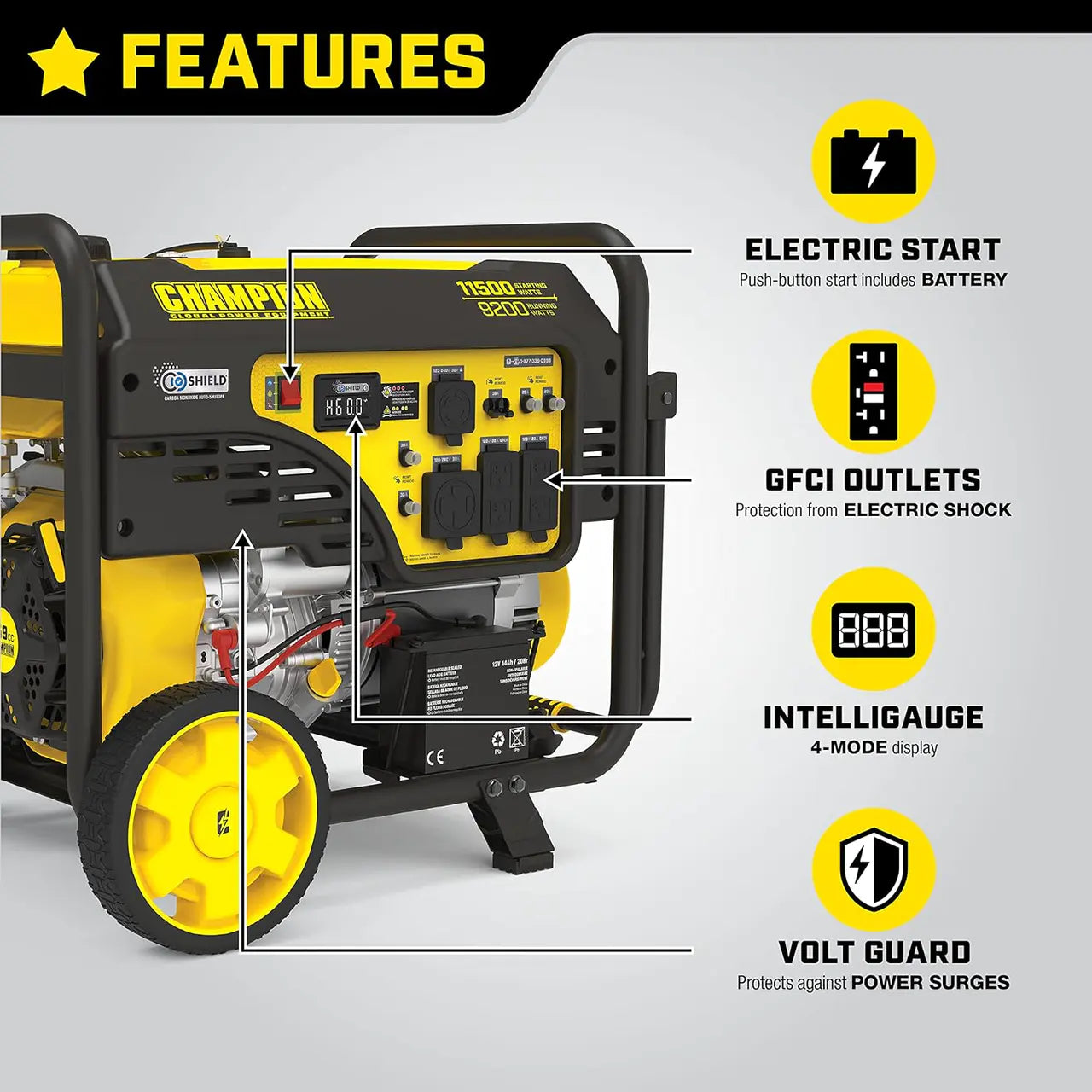 9000W Wireless Start Generator with CO Shield?