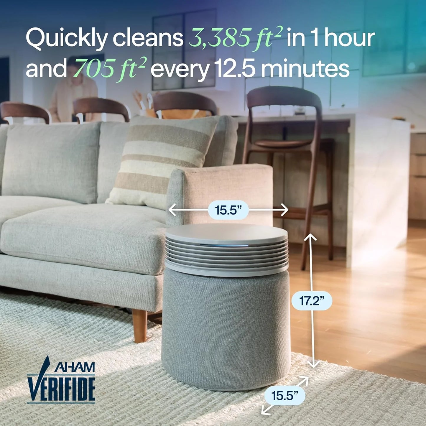 BLUEAIR Air Purifier for Large Rooms & Home - Odor Eliminating Cleans up to 3385 ft虏, HEPASilent, Smart WiFi, Auto Mode, Doubles as Table, Removes Dust, Smoke, Pet Hair, AHAM Verified, Blue Signature