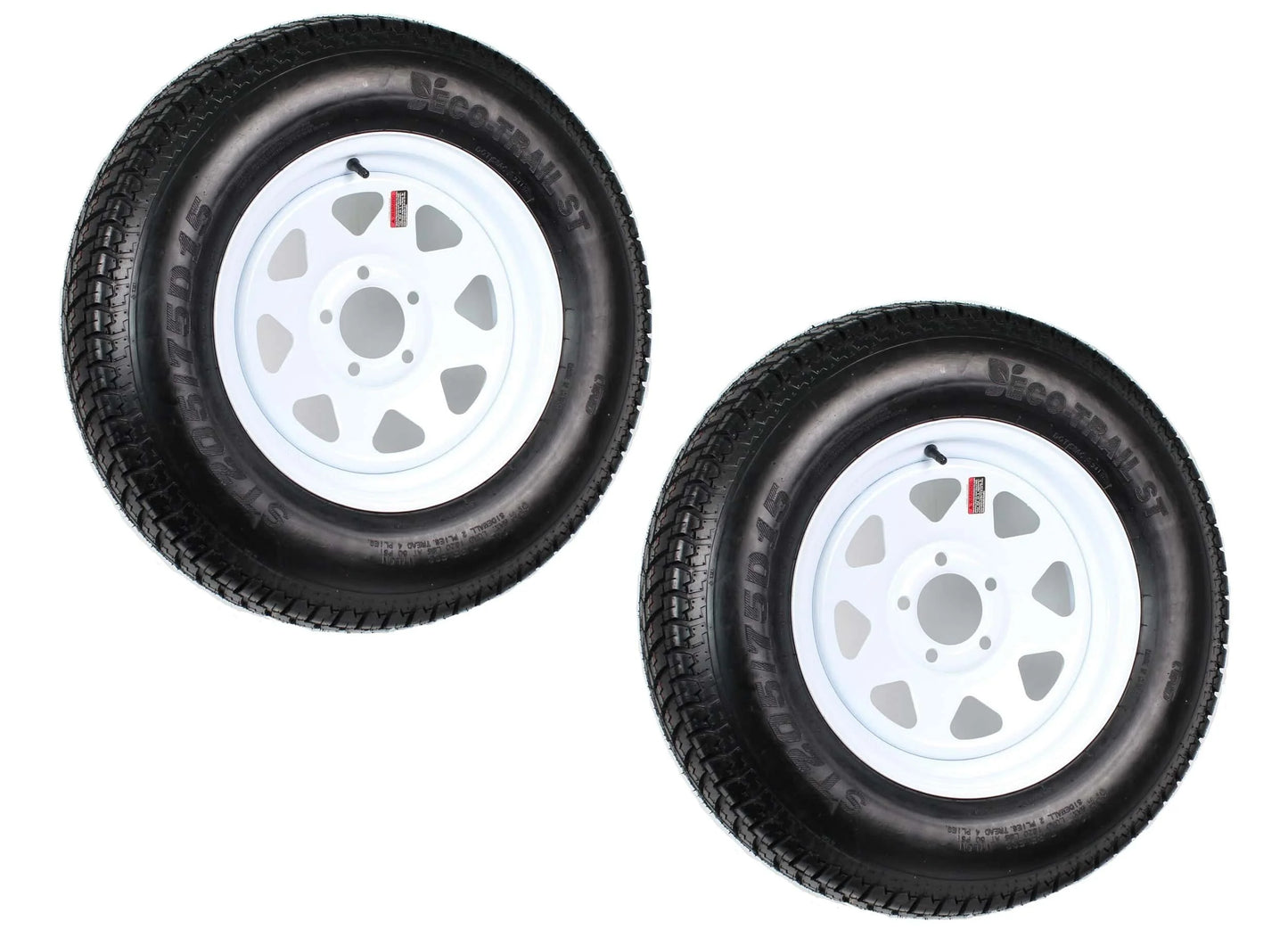 2-pack trailer tires on rim ST205/75D15 205/75 D 15 inch LRC 5-hole white spokes  1