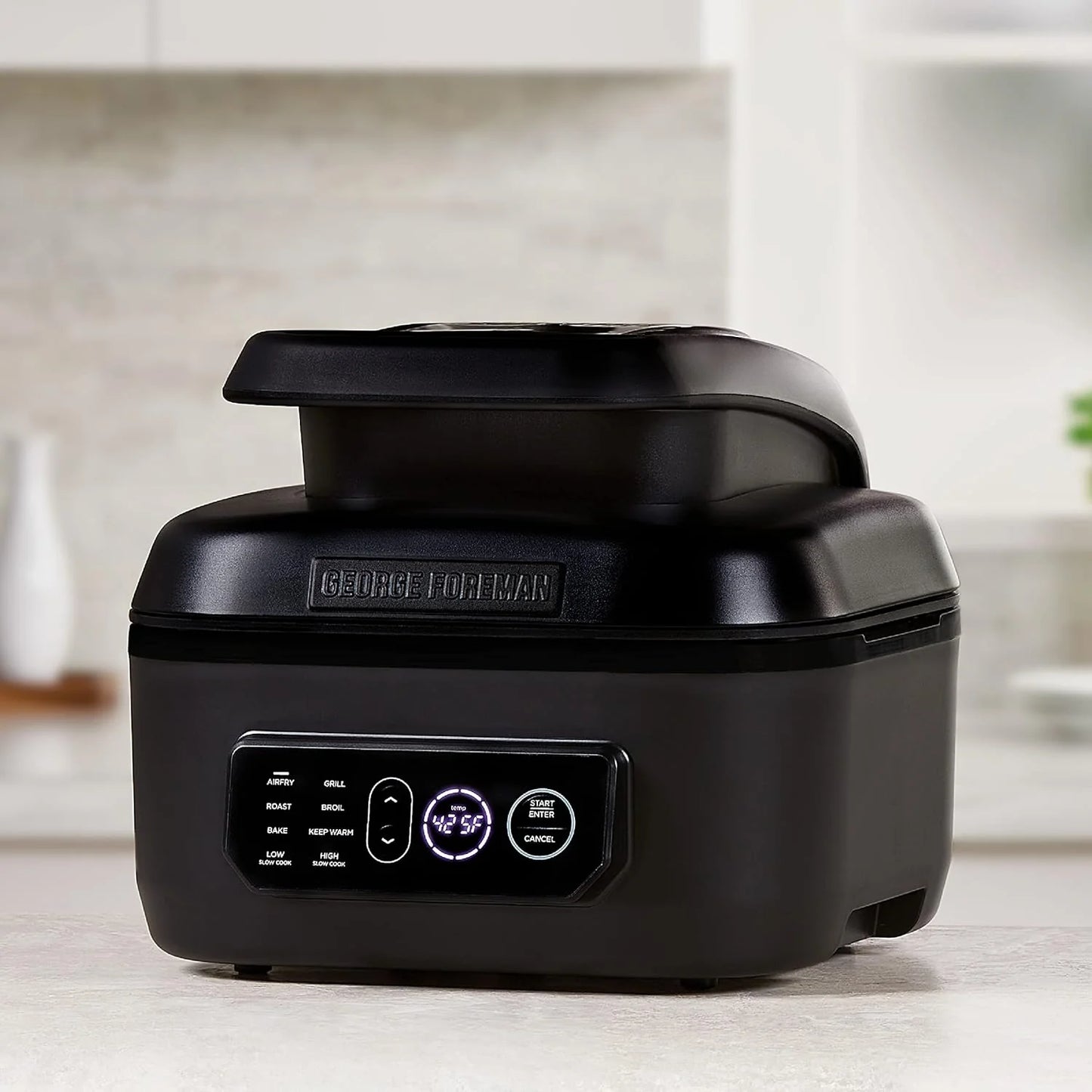 George Foreman Beyond Grill锟?7-in-1 Electric Indoor Grill with Air Fry Technology, MCAFD800D, Black, Large