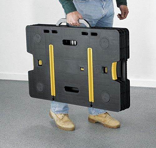 Keter C 197283 Folding Table Work Bench for Miter Saw Stand, Woodworking Tools and Accessories with Included 12 Inch Wood Clamps C Easy Garage Storage Black/Yellow