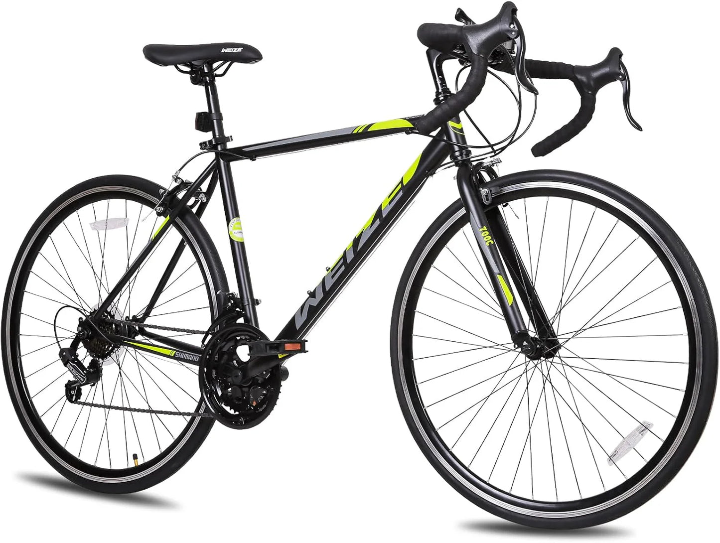 WEIZE Road Bike, 700C Wheel City Commuter Bicycle, Shimano 14 Speed Drop Bar, Racing Adult Bike with Caliper Brakes, High-Carbon Steel Hybrid Bikes