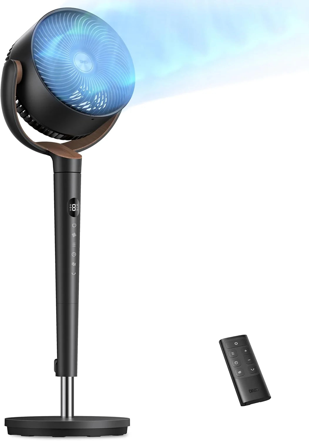 Dreo Fan for Bedroom, 120掳 Oscillating Standing Fans, Quiet Floor Fan with DC Motor, 100ft Pedestal Fans for Room, 9 Speeds, 4 modes, 20dB, 120掳 Manual Vertical, 37-42" Adjustable Height, 9H Timer