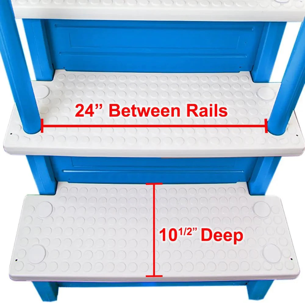 Select Anti-Slip in-Pool Steps | Gray | for Above Ground Swimming Pools | Can Mount to Decks 48" to 54" H | Safety Stairs Capacity Up to 300 lbs