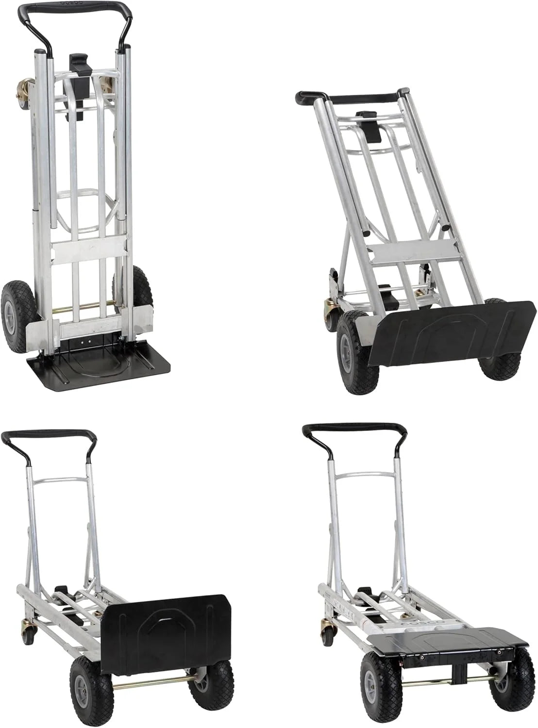 4-in-1 folding hand truck with puncture-proof wheels