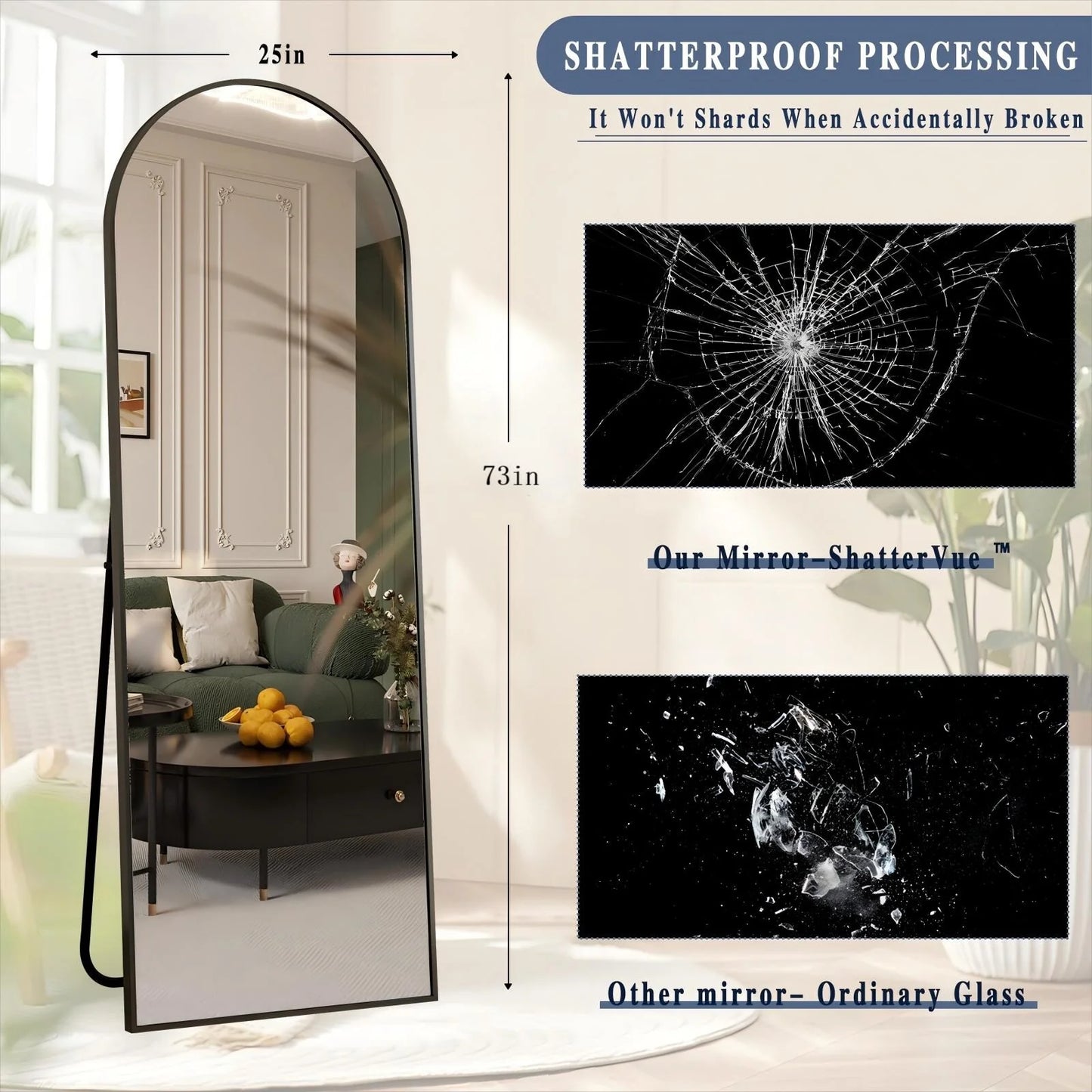 Metal Arch Full Length Mirror Floor Mirror Wall-Mounted