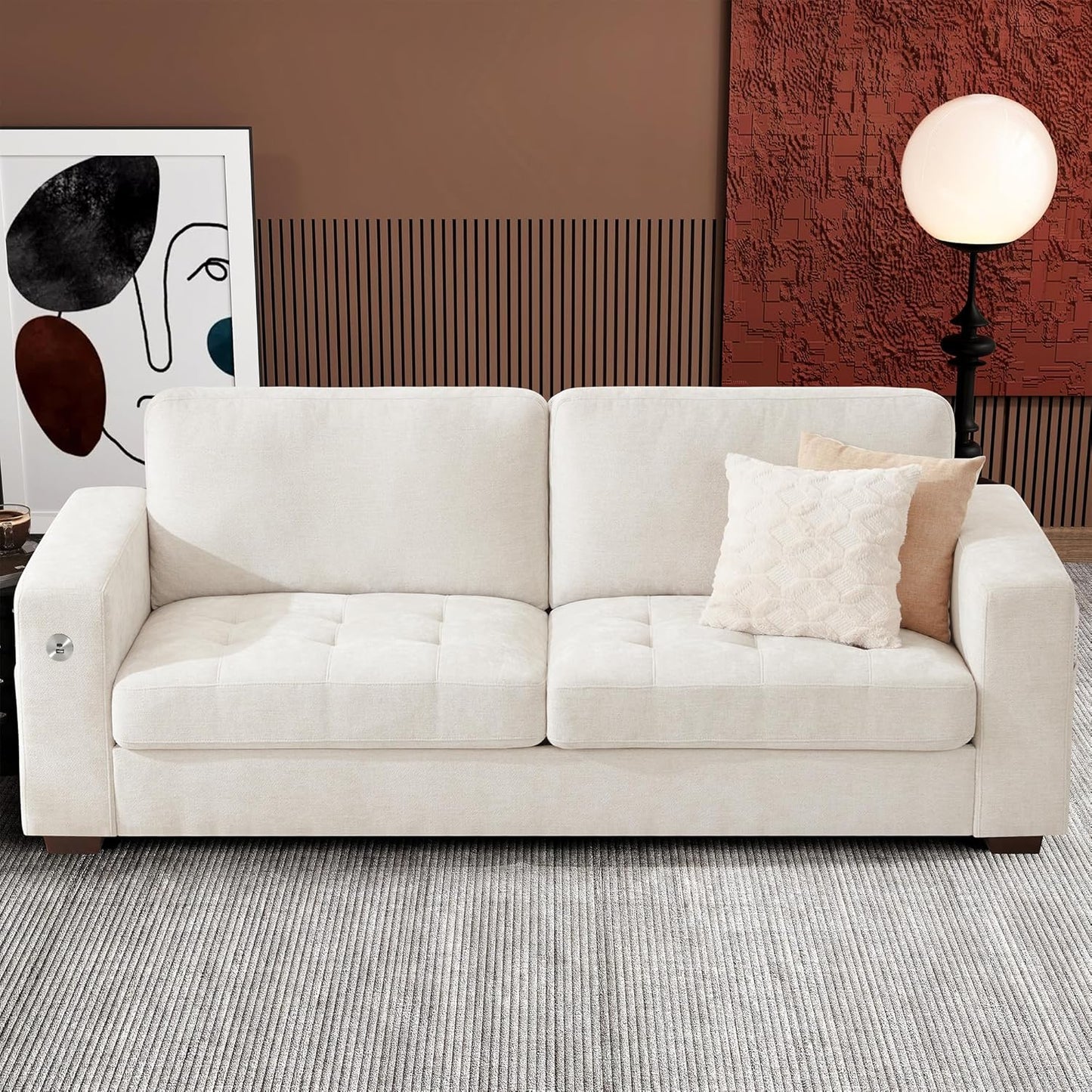Ihanherry 146" U-Shaped Modern Sofa Modular Sectional Cloud Couch with 2 Ottoman, 6-Seat Chenille Deep Seat Sofa with 6 Pillows for Living Room, Bedroom and Apartment, Grey