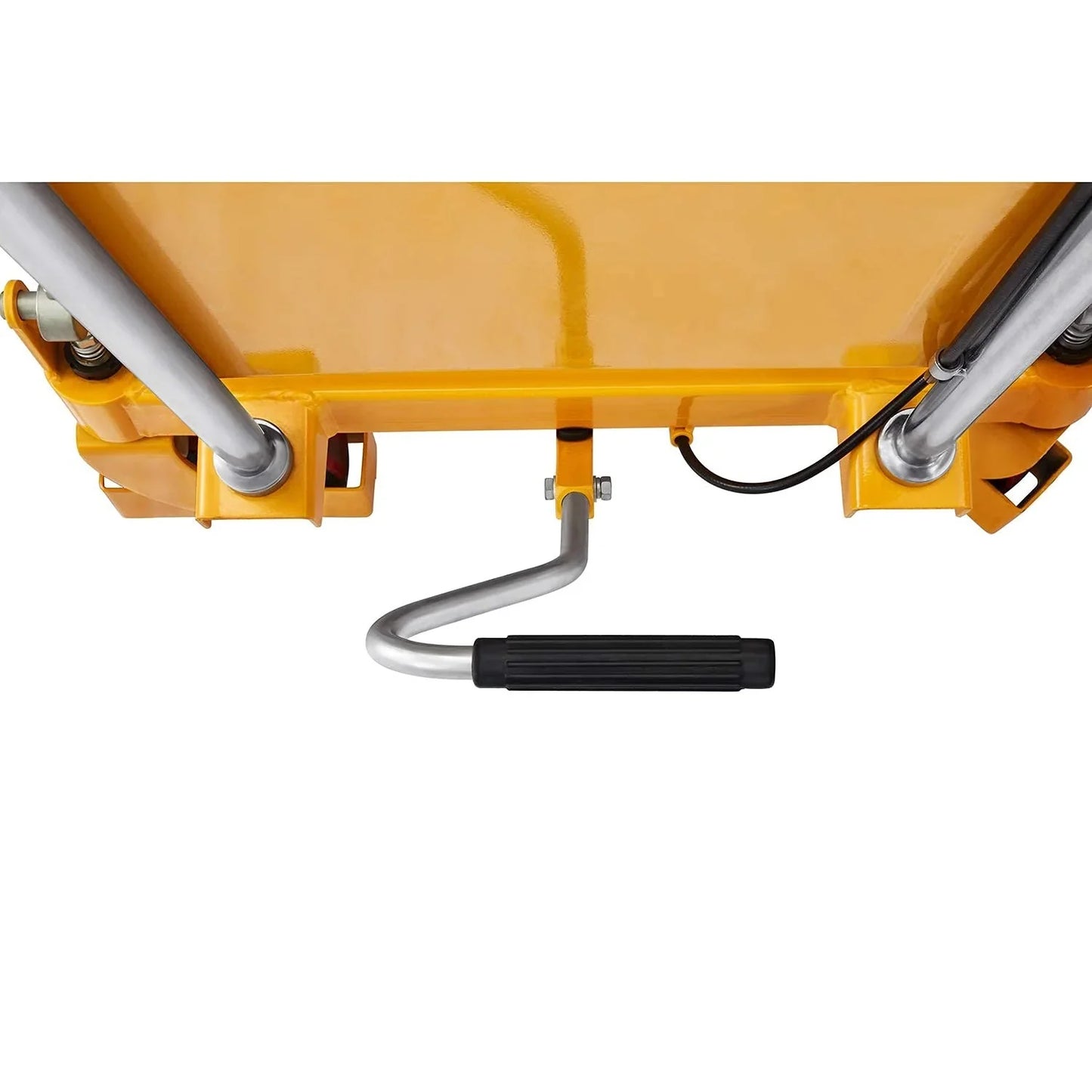 Hydraulic lifting table trolley C load capacity 350 kg, maximum height 130 cm, double scissor lift table with safety device and 4 wheels