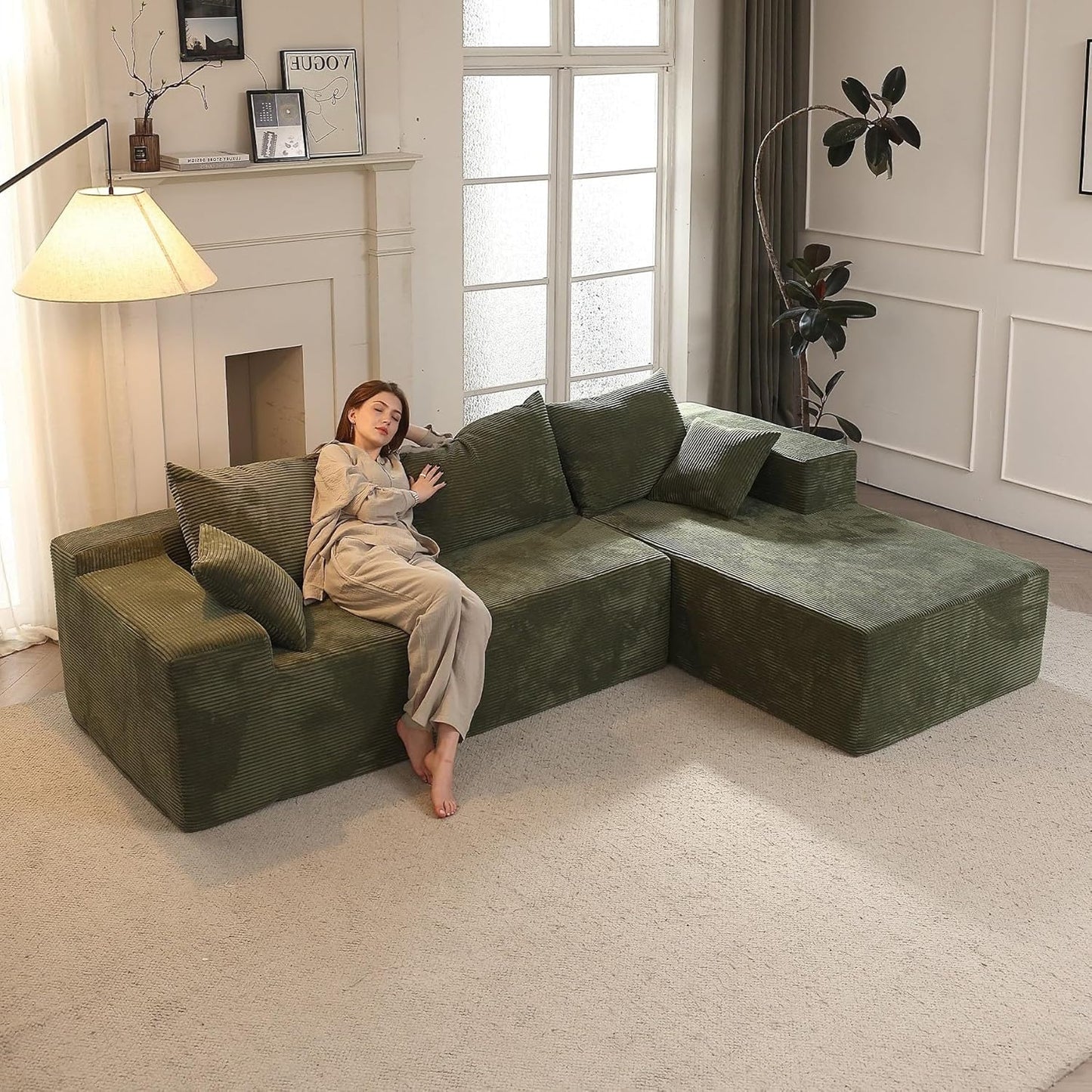 Cloud Sectional Couch with L-Shape Chaise,Modern Modular Sofa with Deep Seat, Upholstered Couches for Living Room Bedroom,No Assembly Required, Beige (Left Facing Chaise)