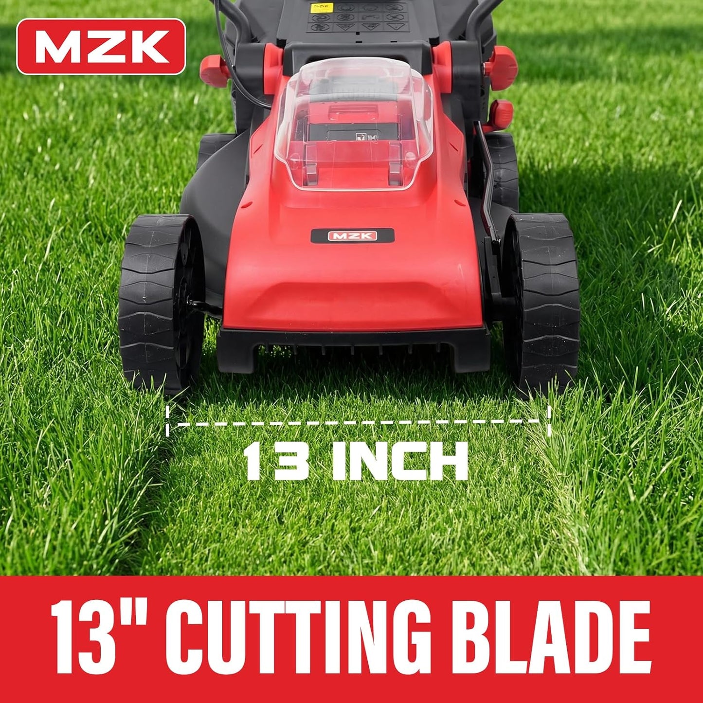 MZK 20V 13" Electric Lawn Mower, Brushless Cordless Lawn Mower with 4-Position Height