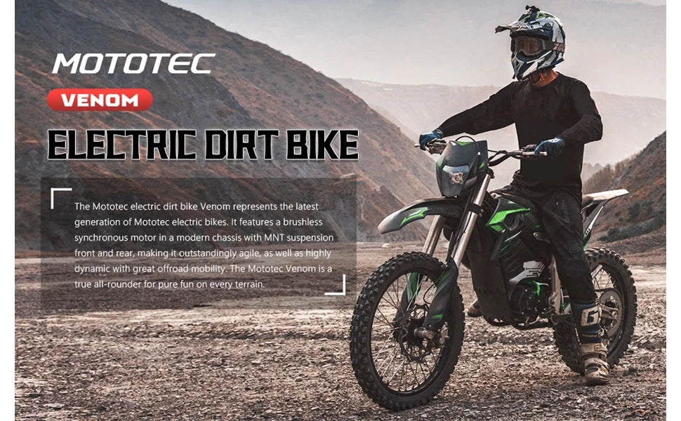 MotoTec Venom 72v 12000w Electric Dirt Bike White