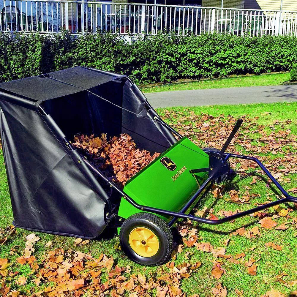 John Deere 42 trailed lawn sweeper, 24 cubic foot capacity, adjustable brushes