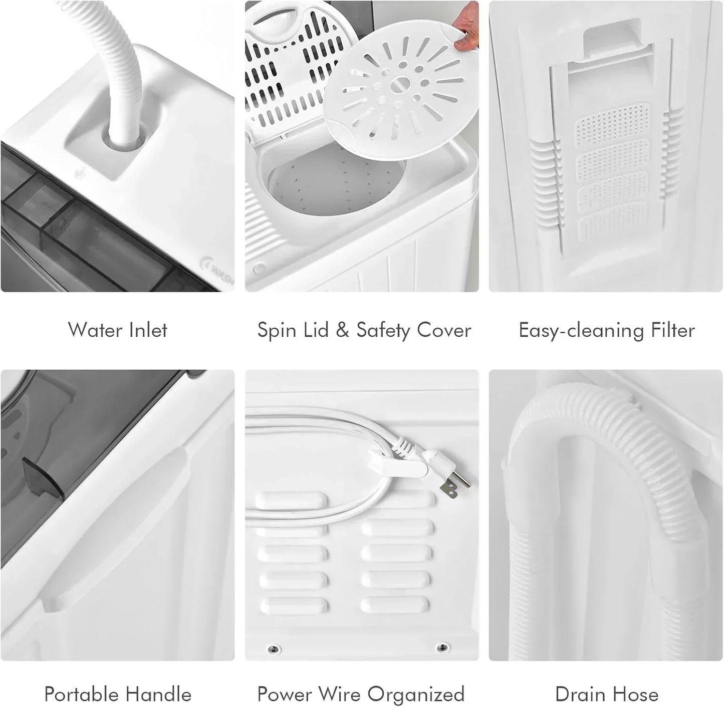 COSTWAY Double Tub 26 lb Capacity Laundry 18 lb 8 lb Spin Combo Drain Pump Washing Machine