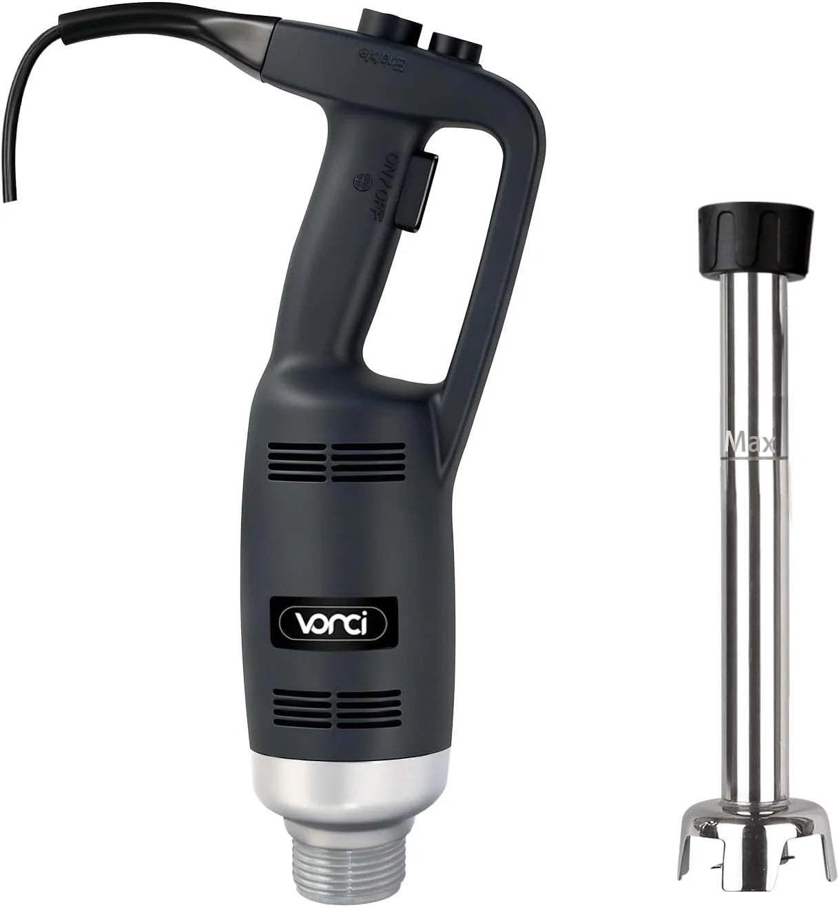 VONCI 500W Commercial Immersion Blender, 16" SUS 304 Removable Shaft, Heavy Duty Power Hand Mixer with Variable Speed 6000-20000RPM, Professional Electric Stick Blender for Restaurant Kitchen Use.