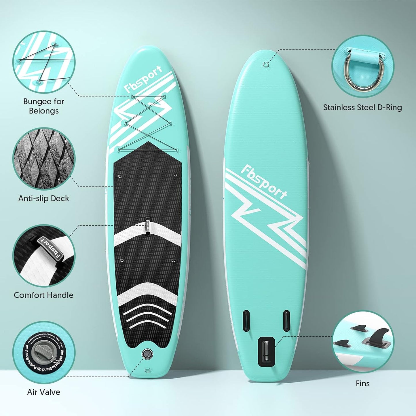 Premium Stand Up Paddle Board Yoga Board with Durable SUP Accessories & Carry Bag | Wide Stance Surf Control Non-Slip Deck Leash Paddle and Pump for Youth & Adult