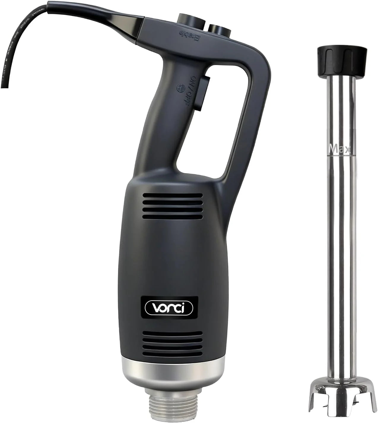 VONCI 500W Commercial Immersion Blender, 16" SUS 304 Removable Shaft, Heavy Duty Power Hand Mixer with Variable Speed 6000-20000RPM, Professional Electric Stick Blender for Restaurant Kitchen Use.