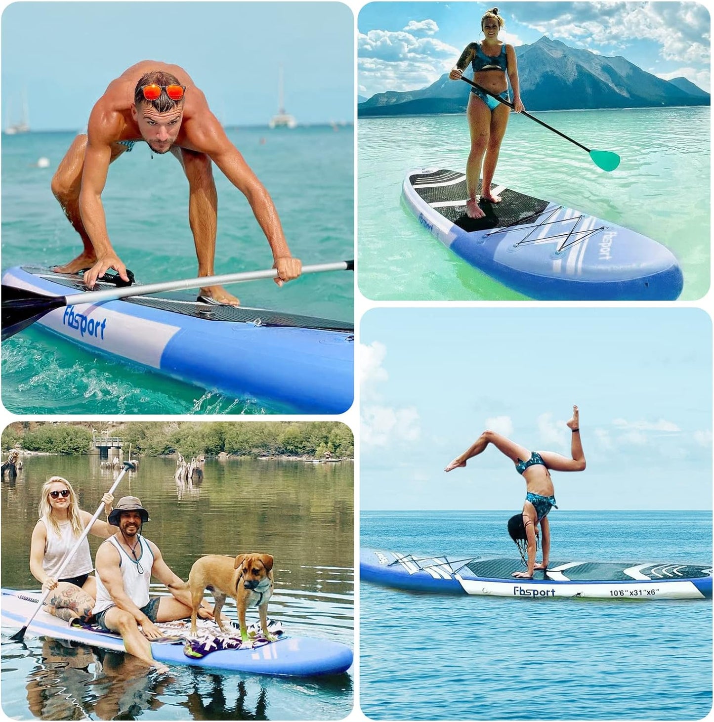 Premium Stand Up Paddle Board Yoga Board with Durable SUP Accessories & Carry Bag | Wide Stance Surf Control Non-Slip Deck Leash Paddle and Pump for Youth & Adult