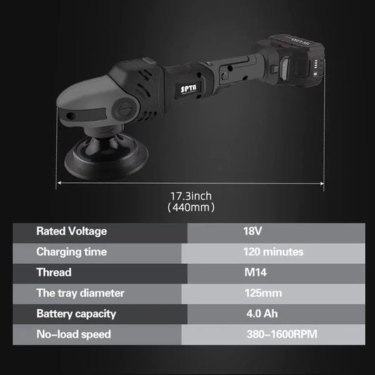 18V Cordless Car Polisher, 15mm Orbit 2000-4800 OPM Portable Buffer Polisher with 7 Variable Speed 2Pcs 4.0Ah Battery, 6 Sponge Pads,2 Wool Pad, Tool Bag for Car Polishing, Waxing