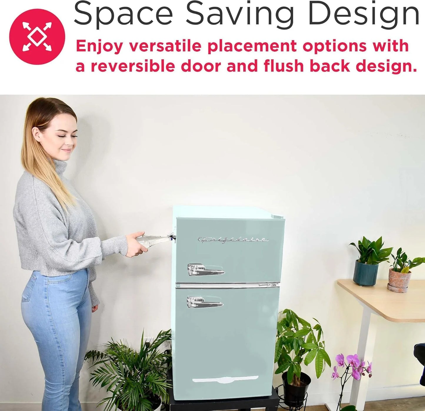 Frigidaire Retro Mini Fridge with Freezer Side Bottle Opener-Small 2 Door Refrigerator Office Bar