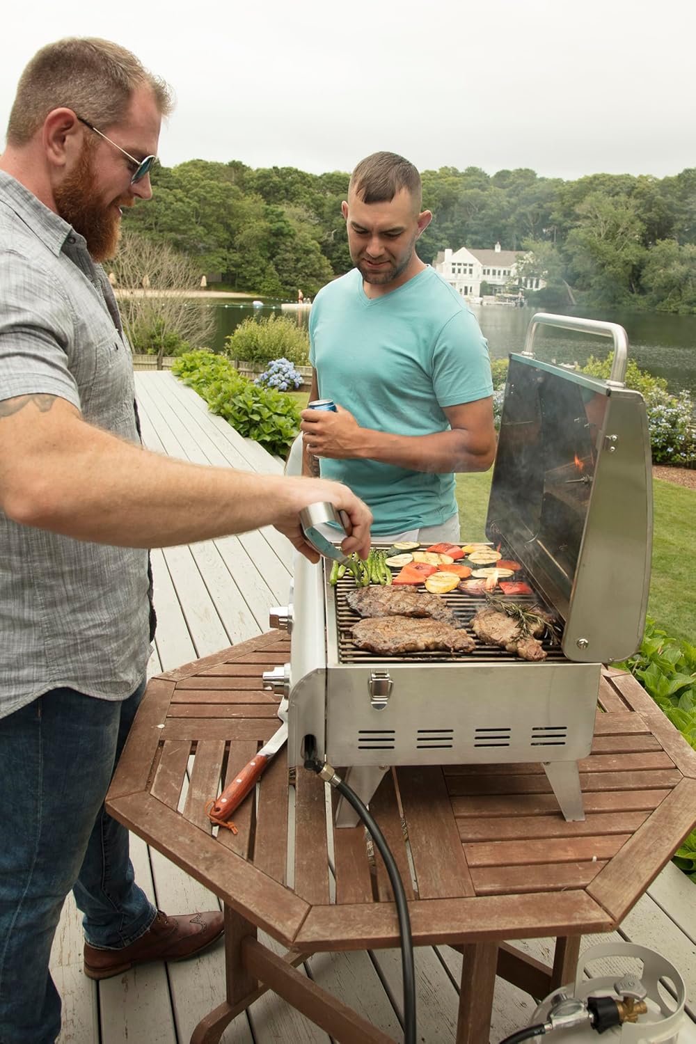 Cuisinart Chef's Style Tabletop Portable Propane Grill, 20,000 BTU Stainless Steel 2-Burner