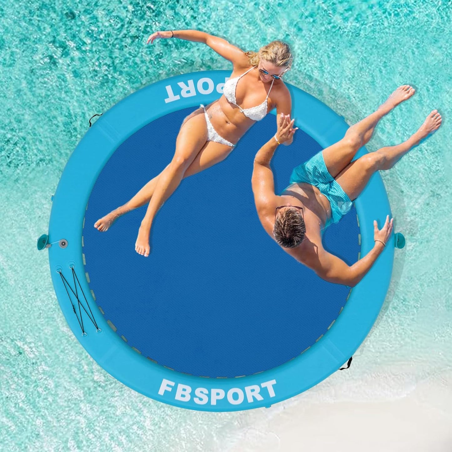 Inflatable Dock Floating Platform 8ft Inflatable Water Hammock Floating Deck for Lake W/Cupholder Round Floating Ring Float Ring Pool Float Raft Lounger Island Platform Pad
